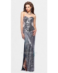 Faviana Strapless Sequin Illusion Bustier Evening Dresses