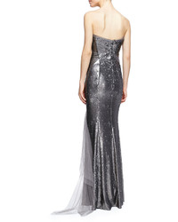 Donna Karan Strapless Sequined Ruffled Gown