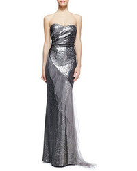 Donna Karan Strapless Sequined Ruffled Gown