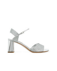 Silver Sequin Heeled Sandals
