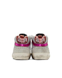 Golden Goose Silver And Pink Glitter Mid Star Sneakers