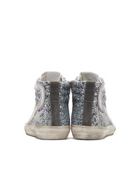 Golden Goose Silver And Pink Glitter Slide Sneakers