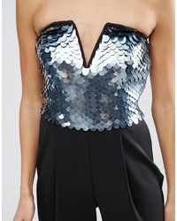 Asos Jumpsuit With Silver Scale Sequin Bodice