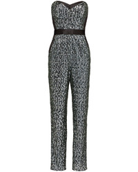 Milly Silver Sequins Bustier Jumpsuit