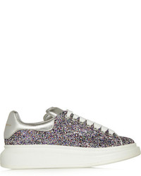 Alexander McQueen Glitter Finished Leather Exaggerated Sole Sneakers