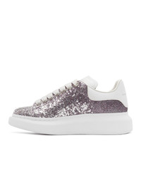 Alexander McQueen Silver And Purple Glitter Oversized Sneakers