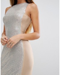 PrettyLittleThing Sequin Maxi Dress With Mesh Panels