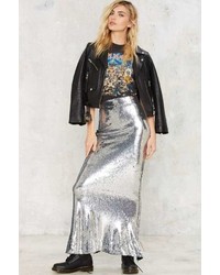 Factory Glam To The Bone Sequin Skirt