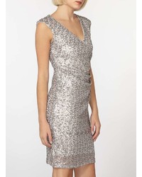 Billie Blossom Silver Sequin Midi Dress