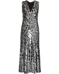Roberto Cavalli Leopard Print Sequin Embellished Midi Gown