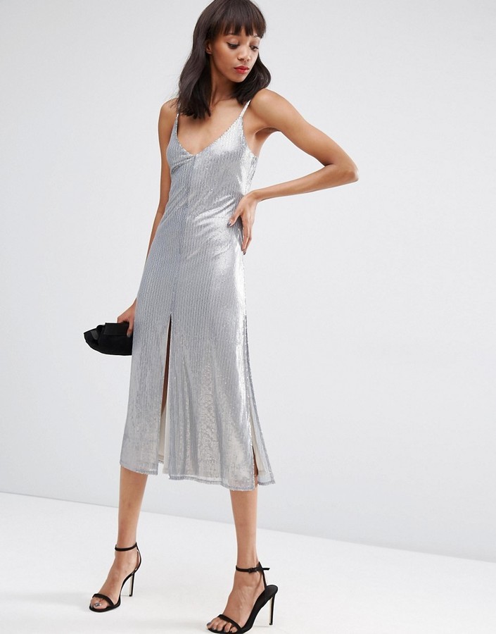 sequin cami midi dress