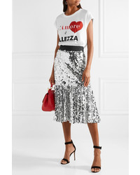 Dolce & Gabbana Paillette Embellished Tulle Midi Skirt