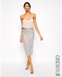 Asos Tall Sequin Skirt Midi Cami Dress