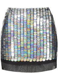 Topshop Armour Placed Sequin Pelmet Skirt In Black With Silver Embellisht Length 36cm 100% Polyester Machine Washable