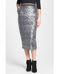 Leith Sequin Midi Skirt Silver X Small