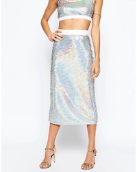 Asos Pencil Skirt In Iridescent Sequin Co Ord