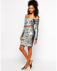 Motel Pencil Skirt In Sequins