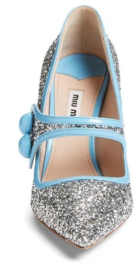 Miu miu glitter discount mary jane pumps