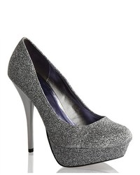 Night Moves Cosmo Allure Bridal Silver Glitter Platform High Heel Pumps Shoes