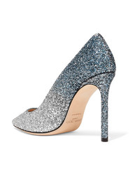 Jimmy Choo Romy 100 Dgrad Glittered Suede Pumps