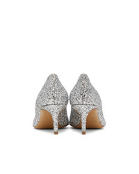 Mansur Gavriel Silver Glitter Classic Heels