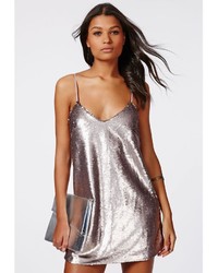 Missguided Lorna Sequin Dress Silver