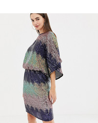 Flounce London Tall Sequin Batwing Midi Dress In Ombre Sequin