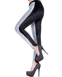Romwe Silver Sequined Dual Tone Pants