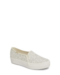 Silver Sequin Slip-on Sneakers