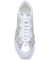 Casadei Sequin Lace Panel Sneakers