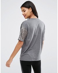 Asos T Shirt With Sequin Yoke In Boxy Fit