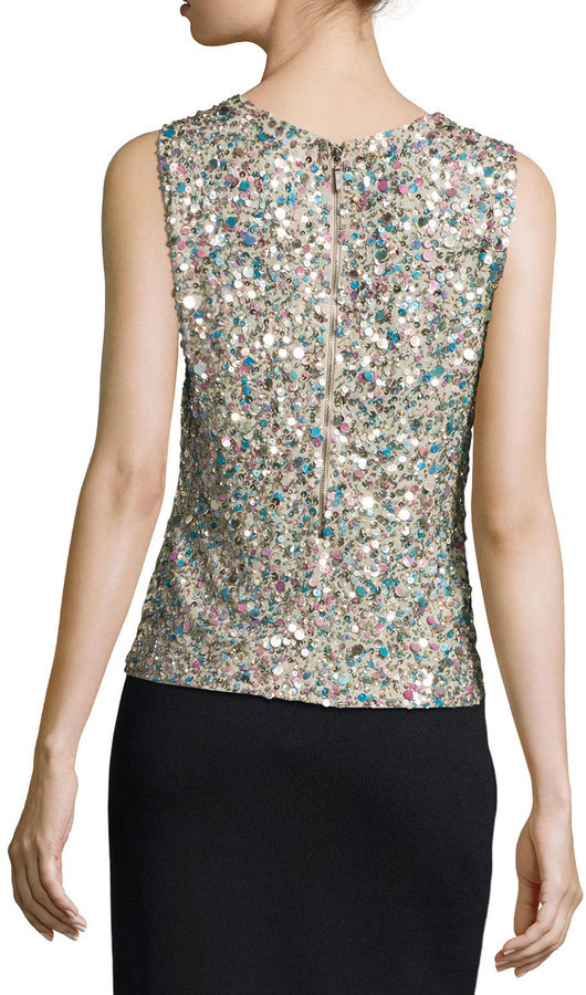 khaki sequin top