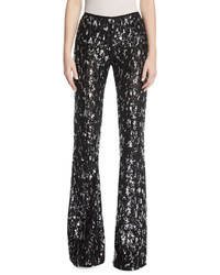 Michael Kors Michl Kors Collection Sequined Leopard Tulle Flare Leg Pants