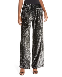 Milly Sequin Wide Leg Track Pants