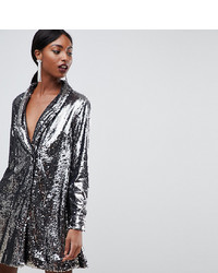Asos Tall Asos Design Tall Sequin Tux Dress With Pleat Detail