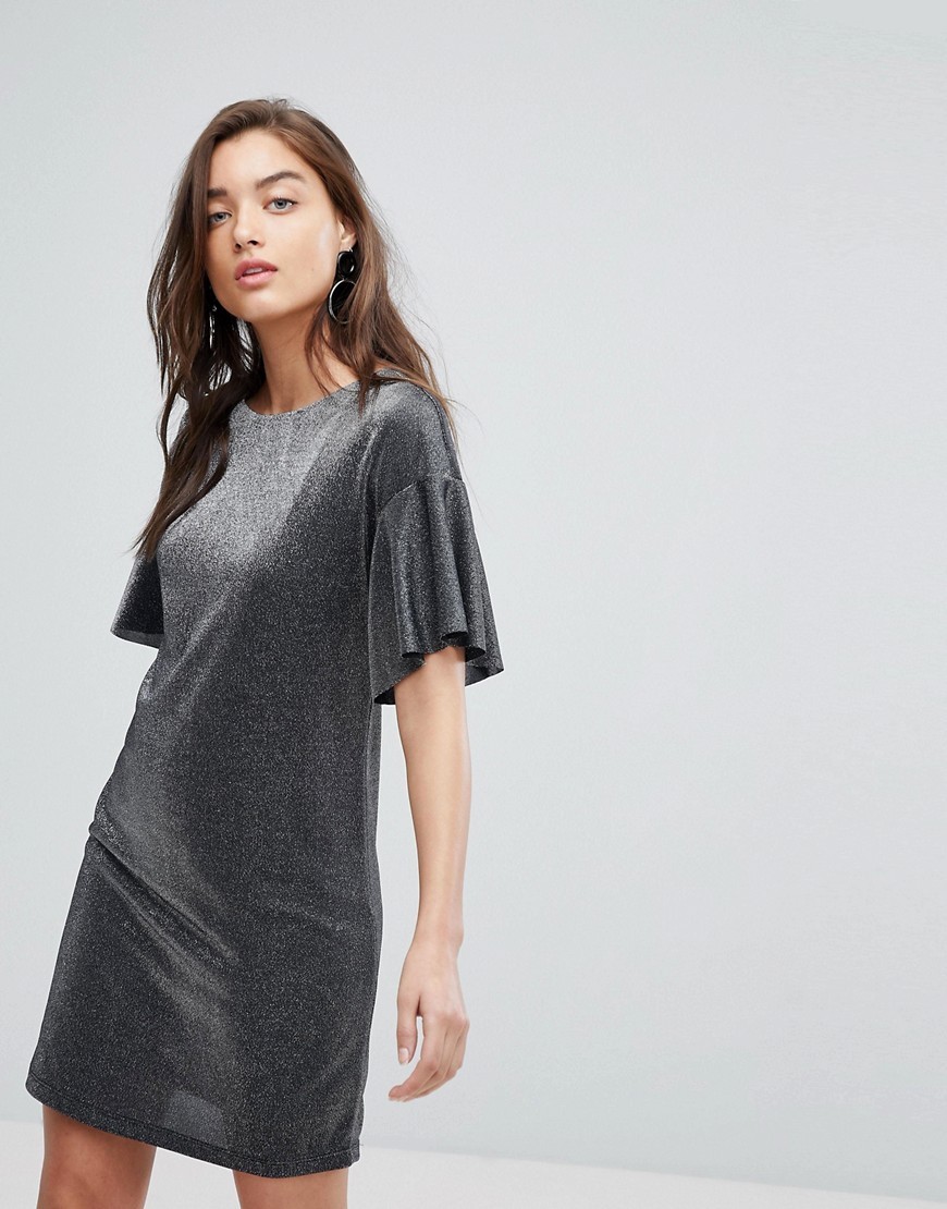 metallic tunic dress