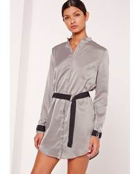 Missguided D Ring Detail Shift Dress Silver