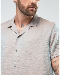 Asos Regular Fit Metallic Shirt With Revere Collar