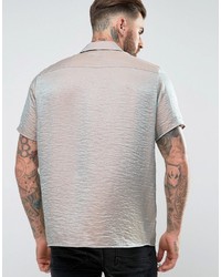 Asos Regular Fit Metallic Shirt With Revere Collar
