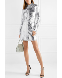 Calvin Klein 205W39nyc Metallic Textured Leather Mini Dress