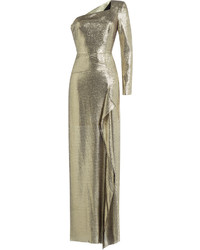Roland Mouret One Shoulder Metallic Silk Dress