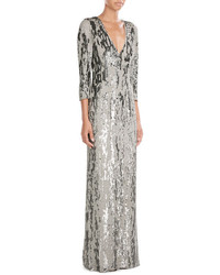 Silver Silk Evening Dress