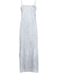 Silver Silk Midi Dress