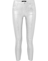 J Brand 835 Metallic Coated Cropped Mid Rise Skinny Jeans