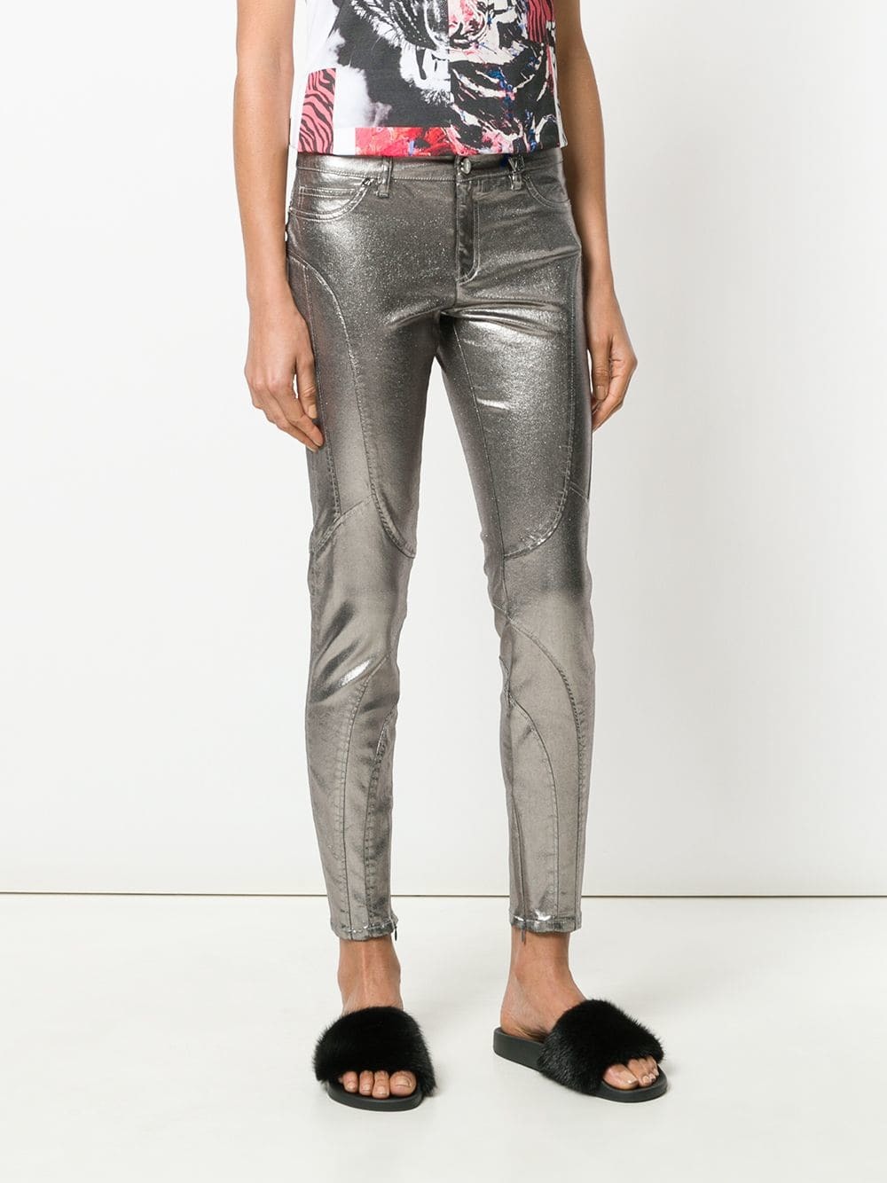 Versace Jeans Metallic Skinny Jeans, $167 | farfetch.com | Lookastic