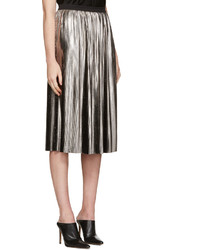 Jil Sander Silver Metallic Plisse Skirt