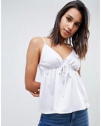 ASOS DESIGN Satin Cami With Ruched Tie Front