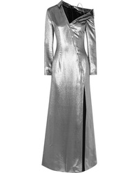 Cushnie Asymmetric Button Detailed Metallic Gown
