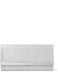 Silver Snake Leather Clutch