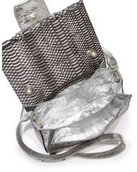 Maison Margiela Medium Top Handle Snake Metallic Leather Shoulder Bag